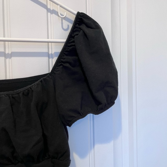 Black Babydoll Tie Top Vintage Witchy Goth Emo Vampire Basic Retro Y2K 90s - Picture 3 of 9